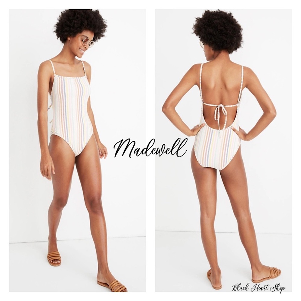 MADEWELL XS 1piece pastel rainbow stripe swimsuit